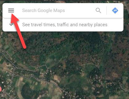 google maps hamburger menu