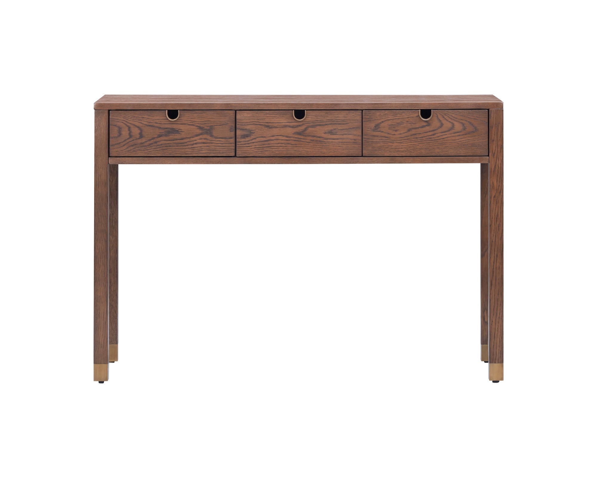 Alcudia Dressing Table - Dark Brown Oak/Antique Brass