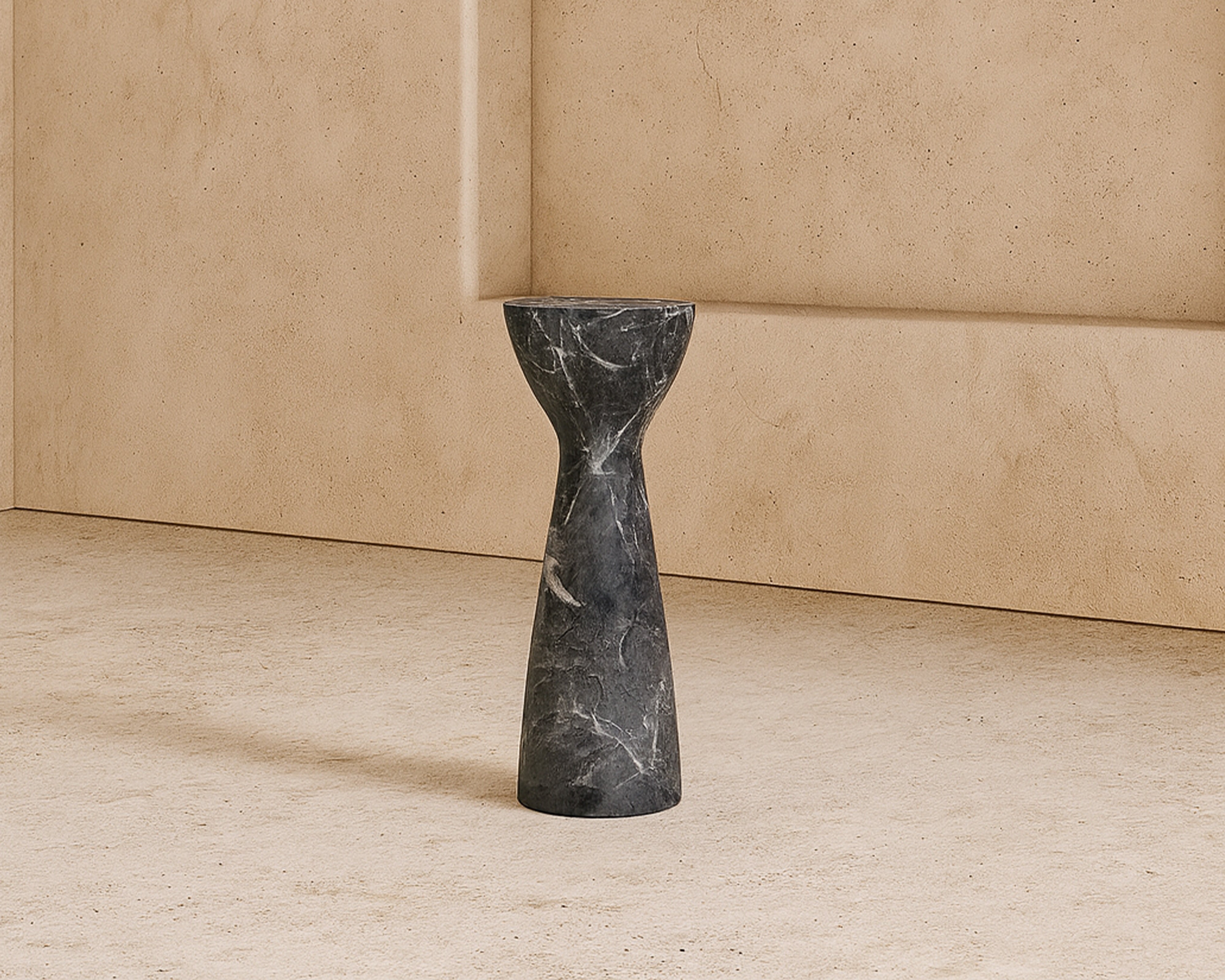 Akali Side Table Small -  Marquina Black Marble Effect