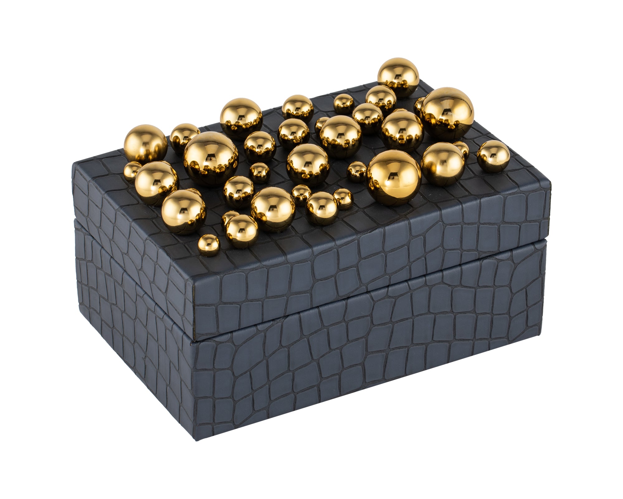 Alli Jewellery Box - Polished Brass/Faux Leather