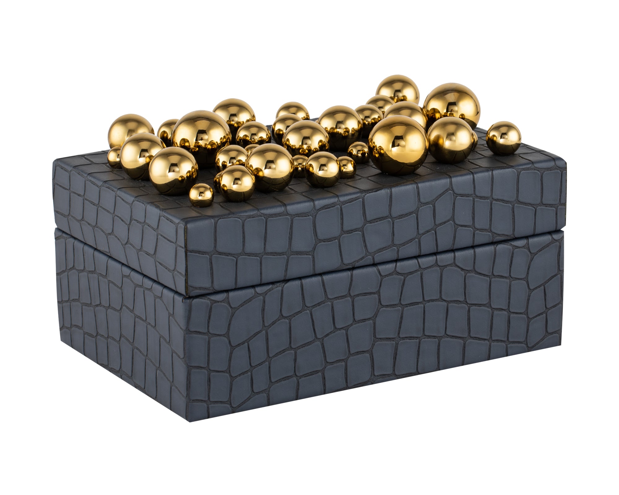 Alli Jewellery Box - Polished Brass/Faux Leather